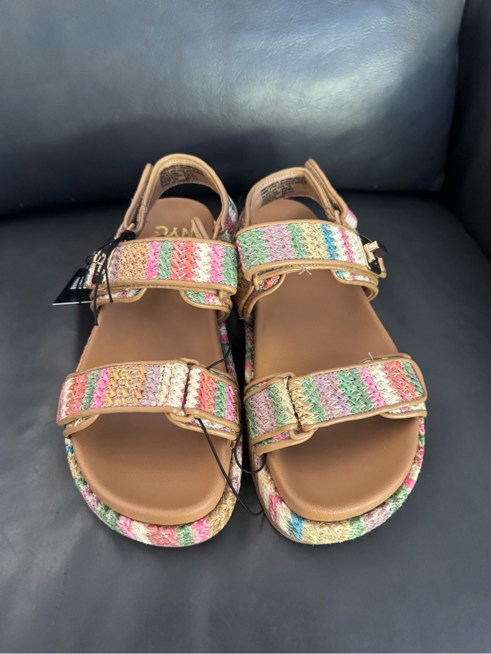 Madden Nyc Women’s Multicolor Woven Strap Sandals - Brown Footbed